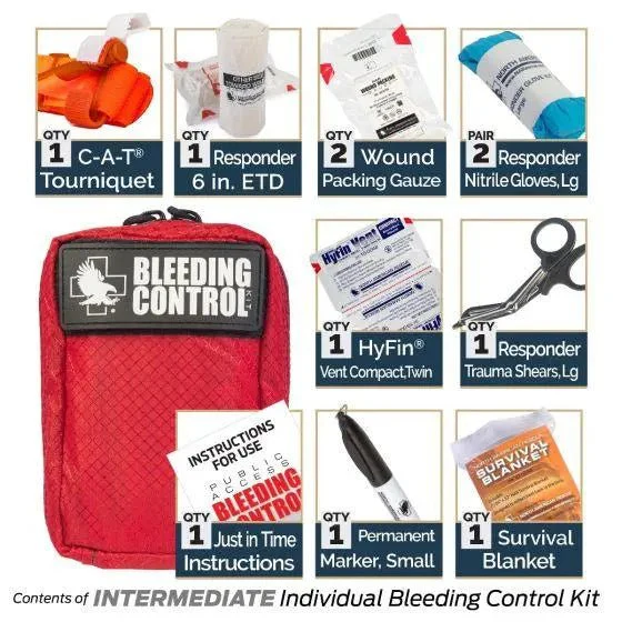 Public Access Bleeding Control Station - 8-PACK Nylon Pouch - Metal Semi-Recessed Cabinet - Image 6