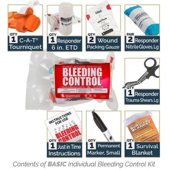 Public Access Bleeding Control Station - 8-PACK VACUUM SEALED - Metal Semi-Recessed Cabinet - Image 5