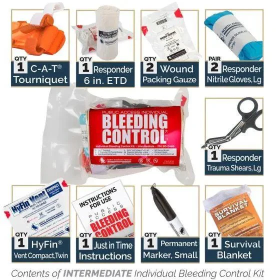 Public Access Bleeding Control Station - 8-PACK VACUUM SEALED - Metal Semi-Recessed Cabinet - Image 6